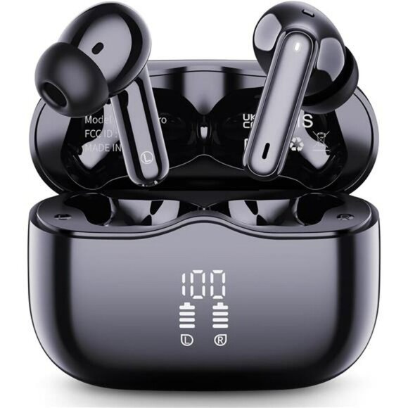 Wireless earbuds Bluetooth 5.4 deep bass noise canceling mic LED waterproof - Picture 1 of 7